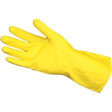 ProGuard Flock Lined Latex Heavyweight - Chemical Protection - Medium Size - Yellow - Embossed Grip, Abrasion Resistant, Detergent Resistant, Acid Resistant, Alkali Resistant, Oil Resistant, Germs-free, Fat Resistant, Flock-lined, Heavyweight - For Janito