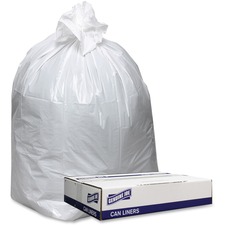 Genuine Joe Low Density White Can Liners - 227.12 L Capacity - 38" (965.20 mm) Width x 58" (1473.20 mm) Length - 0.90 mil (23 Micron) Thickness - Low Density - White - 100/Carton - Can, Waste Disposal