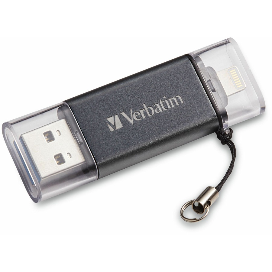 Verbatim 16GB 'n' Go Dual Flash Drive - 16 GB - USB 3.2 (Gen Type A, Lightning Graphite - Lifetime Warranty - 1 Each - Comp-U-Charge Inc