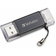Verbatim USB 3.0 for Apple Lighting Devices - 64 GB - Lightning, USB 3.2 (Gen 1) Type A - Graphite - Lifetime Warranty - 1 Each