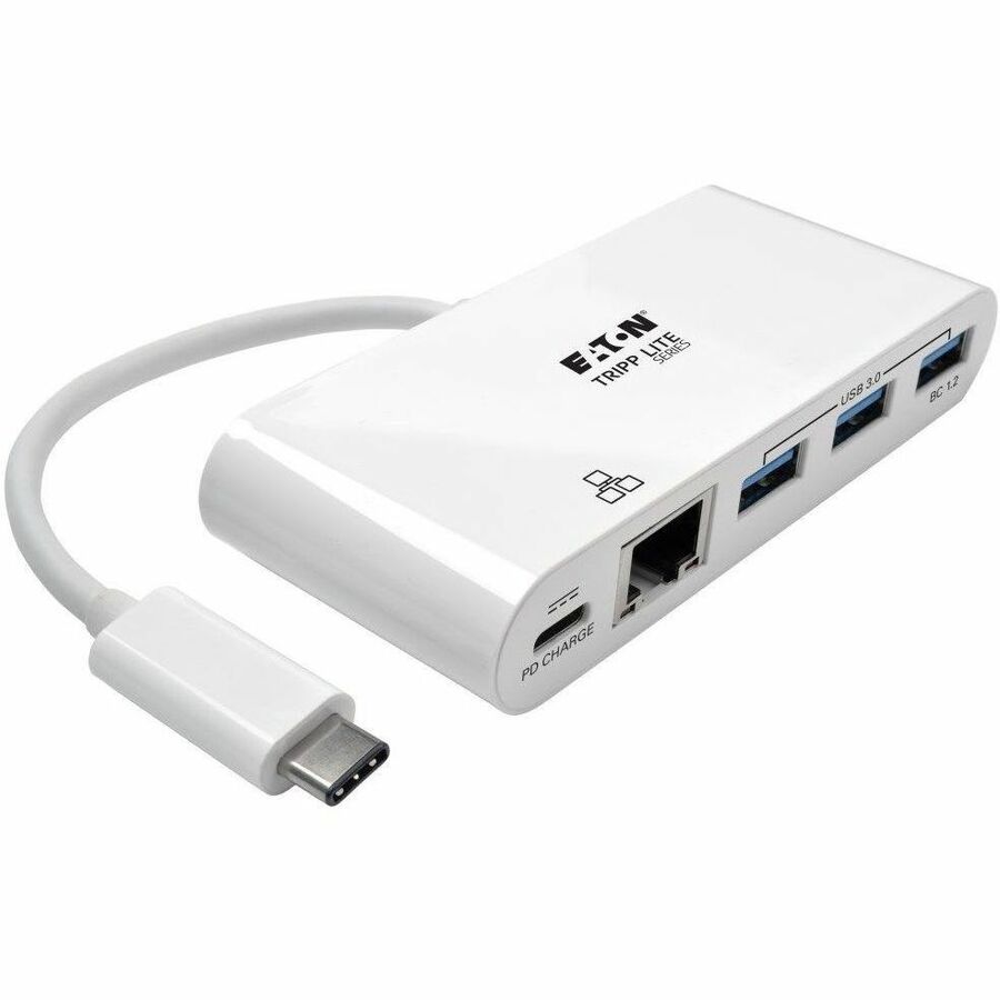 Lite 3-Port USB-C Hub with LAN and Power Delivery, USB-C to USB-A Ports and Gbe, USB 3.0, White USB 3.1 Type C - External - 4 USB Port(s) -