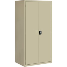 Lorell Storage Cabinet - 24" x 36" x 72" - 5 x Shelf(ves) - Hinged Door(s) - Sturdy, Recessed Locking Handle, Removable Lock, Durable, Storage Space - Putty - Powder Coated - Steel - Recycled