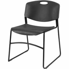 Lorell Heavy-duty Bistro Stack Chairs - Plastic Seat - Plastic Back - Steel Frame - Black - 4 / Carton