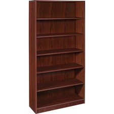 Lorell Mahogany Laminate Bookcase - 72" Height x 36" Width x 12" Depth - Sturdy, Adjustable Feet, Adjustable Shelf - Mahogany - Laminate - 1 Each