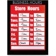 nudell 8.5" x 11" Magnetic Business Hours Sign Holder, Black - Support 8.50" (215.90 mm) x 11" (279.40 mm) Media - Plastic, Fabric - 1 Each - Black