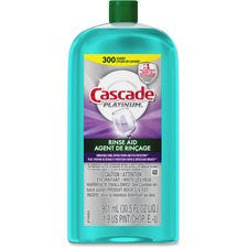 Cascade Platinum Rinse Aid, Original Scent - Liquid - 30.5 fl oz (1 quart) - Original Scent - 1 Each