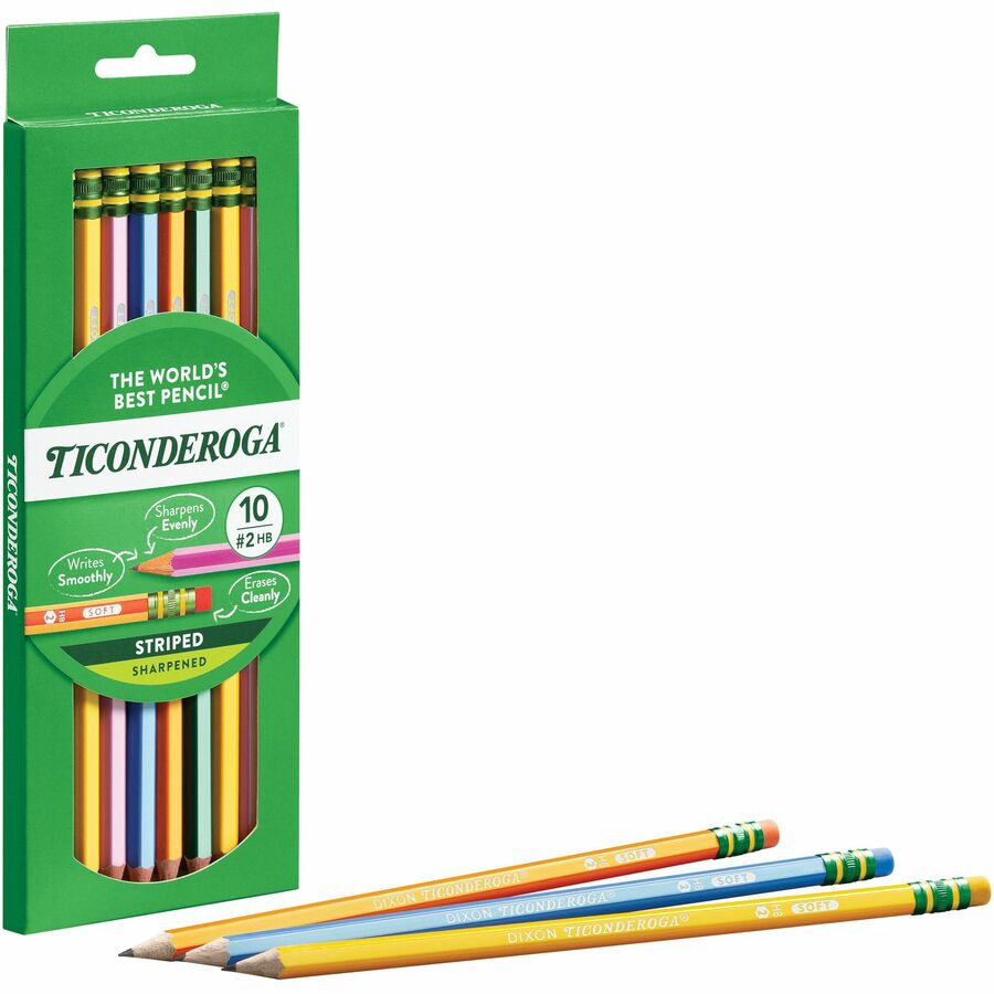 Dixon Ticonderoga PreSharpened No. 2 Lead Pencils, Black Lead Assorted Color Cedar Wood