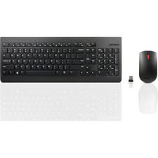 Lenovo Essential Wireless Combo Keyboard & Mouse - USB Wireless RF 2.40 GHz Keyboard - English (US) - Black - USB Wireless RF Mouse - Optical - 1200 dpi - Scroll Wheel - Black - Symmetrical - AA - Compatible with PC