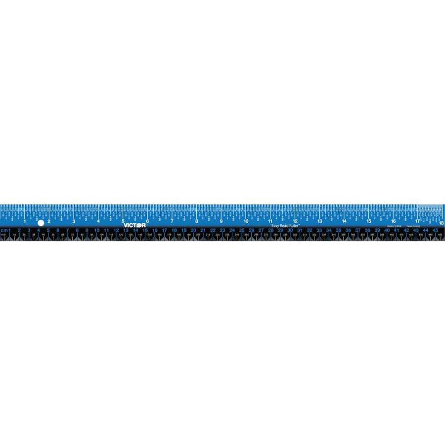 Victor Easy Read Stainless Steel Ruler Standard/Metric 18" Blue EZ18SBL 