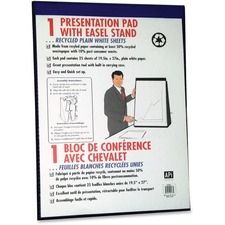 NCR Paper Plain Sheet Presentation Pad Easel Stand - 25 Sheets - Plain - Unruled - 19 1/2" x 27" - White Paper - Easy Tear, Built-in Stand - 1 Each