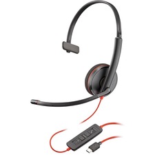 Plantronics Blackwire C3210 Headset - Mono - USB Type A - Wired - 20 Hz - 20 kHz - Over-the-head - Monaural - Supra-aural - Noise Cancelling Microphone - Black