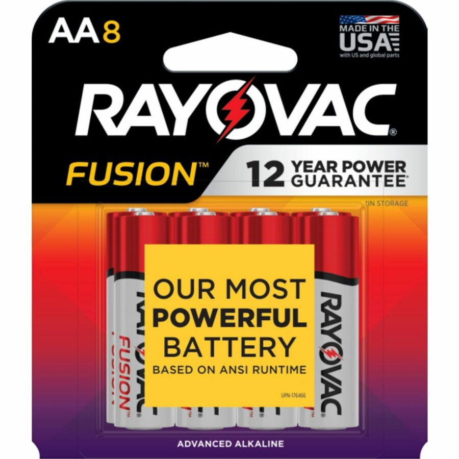 farvning Identitet indre Rayovac Fusion Advanced Alkaline AA Batteries - For Digital Camera, Toy - AA  - 8 / Pack