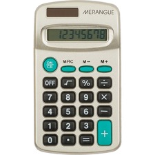 Merangue 8-Digit Handheld Calculator - Dual Power, Auto Power Off, Built-in Memory, Lightweight - 8 Digits - Battery/Solar Powered - 0.8" x 3.9" x 6.8" - Multi - 1 Each