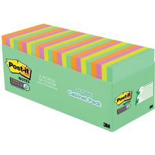 Post-it Miami Super Sticky Notes Cabinet Pack - 3" x 3" - Square - 70 Sheets per Pad - Multicolor - 24 / Pack