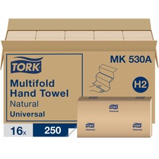 TORK Multifold Hand Towel Natural H2 - 1 Ply - Multifold - 9.1" x 9.5" - Nature - Fiber - 250 Per Bundle - 16 Bundle