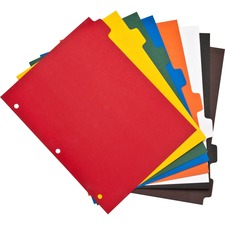 Business Source Plain Tab Color Polyethylene Index Dividers - Blank Tab(s) - 8 Tab(s)/Set - 8.50" Divider Width x 11" Divider Length - Letter - 3 Hole Punched - Red Polyethylene, Yellow, Green, Blue, Orange, White, Black, Brown Divider - Red Polyethylene, Yellow, Green, Blue, Orange, White, Black, Brown Tab(s) - 8 / Set