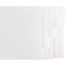 Business Source Tab Printer Economy Index Dividers - Print-on Tab(s) - 5 Tab(s)/Set - 8.50" Divider Width x 11" Divider Length - Letter - White Divider - White Tab(s) - 50 / Box