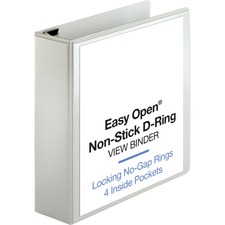 Business Source Locking D-Ring View Binder - 3" Binder Capacity - Letter - 8 1/2" x 11" Sheet Size - 650 Sheet Capacity - D-Ring Fastener(s) - 4 Inside Front & Back Pocket(s) - Polypropylene, Chipboard - White - Recycled - Acid-free, Non-glare, Clear Overlay, Locking Ring, Non-stick, Exposed Rivet, Sturdy - 1 Each