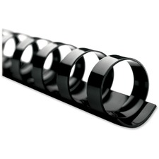 GBC CombBind 19-ring Binding Spines - 1/4" Diameter - 25 x Sheet Capacity - 19 x Rings - Round - Black - Plastic - 100 / Box