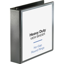 Business Source Heavy-duty View Binder - 2" Binder Capacity - Letter - 8 1/2" x 11" Sheet Size - 475 Sheet Capacity - Round Ring Fastener(s) - 2 Internal Pocket(s) - Polypropylene-covered Chipboard - Black - Non-glare, Clear Overlay, Gap-free Ring, Durabl