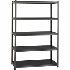 Lorell 3,200 lb Capacity Riveted Steel Shelving - 72" Height x 48" Width x 24" Depth - 30% Recycled - Black - Steel, Laminate - 1 Each