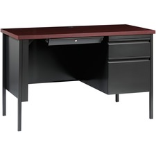 Lorell Fortress Series 45-1/2" Right Single-Pedestal Desk - 45.5" x 24"29.5" , 1.1" Top - Box, File Drawer(s) - Single Pedestal on Right Side - Square Edge