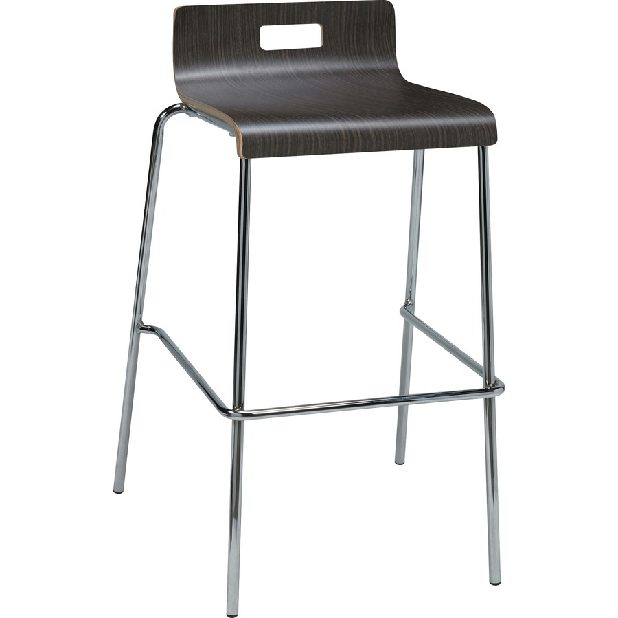 Lorell Bentwood Low Back Cafe Stool - Tubular Steel Frame - Low Back -  Four-legged Base - Espresso - Bent Plywood - 2 / Carton