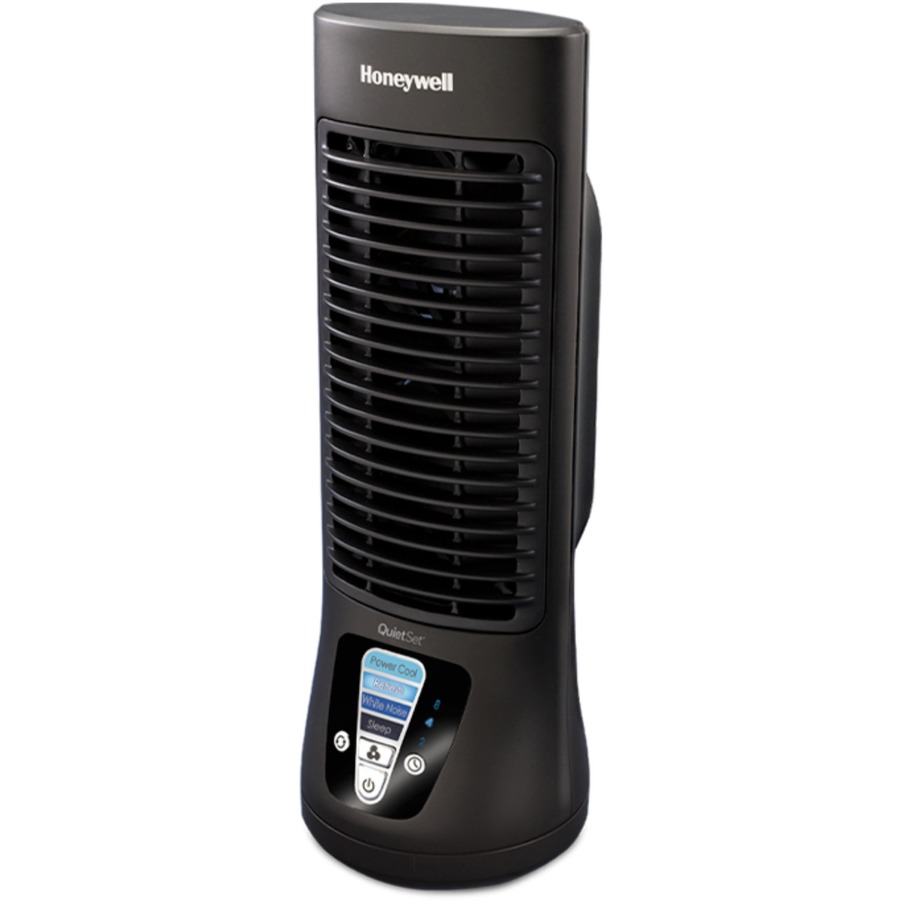 Honeywell QuietSet Slim Mini Tower Fan - 4 Speed Variable Speed Control, Oscillating, Timer-off Function, Energy Efficient - 13" x Width - Black