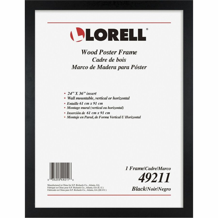 Wall-Mountable Lorell Poster Frame 22"Lx28"H LLR49222 Black 35255492225 