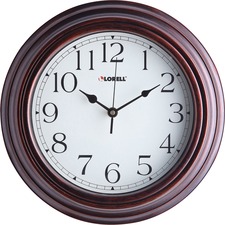 Lorell 11-3/4" Antique Design Wall Clock - Digital - Quartz - Brown/Plastic Case - Antique Style