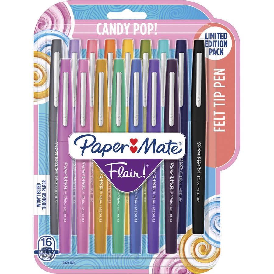 kraam Krachtcel Socialisme Paper Mate Flair Candy Pop Pack Felt Tip Pens - Medium Pen Point - 0.7 mm  Pen Point SizeWater Based Ink - Felt Tip - 16 / Pack - Yuletide Office  Solutions
