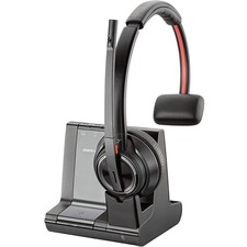 Plantronics Savi 8200 Series Wireless Dect Headset System - Mono - Wireless - Bluetooth/DECT 6.0 - 590.6 ft - 32 Ohm - 20 Hz - 20 kHz - Over-the-head - Monaural - Supra-aural - Noise Cancelling Microphone - Noise Canceling - Black