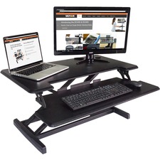 Victor High Rise Height Adjustable Compact Standing Desk with Keyboard Tray - 19" (482.60 mm) Height x 32.50" (825.50 mm) Width x 18" (457.20 mm) Depth - Desktop - Wood, Laminate, Steel - Gray, Black - Ergonomic
