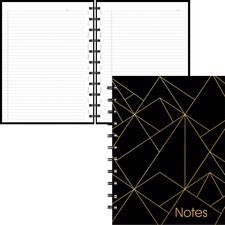 Blueline MiracleBind Gold Collection Notebook Black - 58 Sheets - 116 Pages - Twin Wirebound - Both Side Ruling Surface - 11" x 9 1/16" - Gold, Black Paper - Storage Pocket, Index Sheet, Hard Cover, Removable, Refillable, Flexible, Foldable, Micro Perforated - Recycled - 1 Each