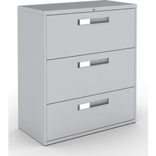 Global 9300 Series Centre Pull Lateral File - 3-Drawer - 18" x 36" x 40.5" - 3 x Drawer(s) for File - Letter, Legal, A4 - Lateral - Hanging Bar, Interlocking, Anti-tip, Pull Handle, Ball-bearing Suspension, Leveling Glide, Lockable, Durable, Reinforced - 