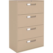 Global 9300 Series Centre Pull Lateral File - 4-Drawer - 18" x 36" x 54" - 4 x Drawer(s) for File - Letter, Legal, A4 - Lateral - Hanging Bar, Interlocking, Anti-tip, Pull Handle, Ball-bearing Suspension, Leveling Glide, Lockable, Durable, Reinforced - Ne