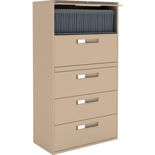 Global 9300 Series Centre Pull Lateral File - 5-Drawer - 18" x 36" x 65.3" - 5 x Drawer(s) for File - Letter, Legal, A4 - Lateral - Hanging Bar, Interlocking, Anti-tip, Pull Handle, Ball-bearing Suspension, Leveling Glide, Lockable, Durable, Reinforced - Nevada - Steel