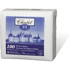Chalet 2-ply Dinner Napkins - 2 Ply - 1/8 Fold - 15" x 16" - White - 100 Per Pack - 100 / Pack