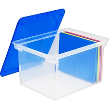 Storex Storage File Tote - External Dimensions: 18.3" Length x 13.9" Width x 10.6" Height - 35 lb - 35.02 L - 3500 x Sheet, 3000 x Legal Paper - Snap-tight Closure - Heavy Duty - Stackable - Polymer - Clear, Blue - For File, Letter, Document - 1 Each