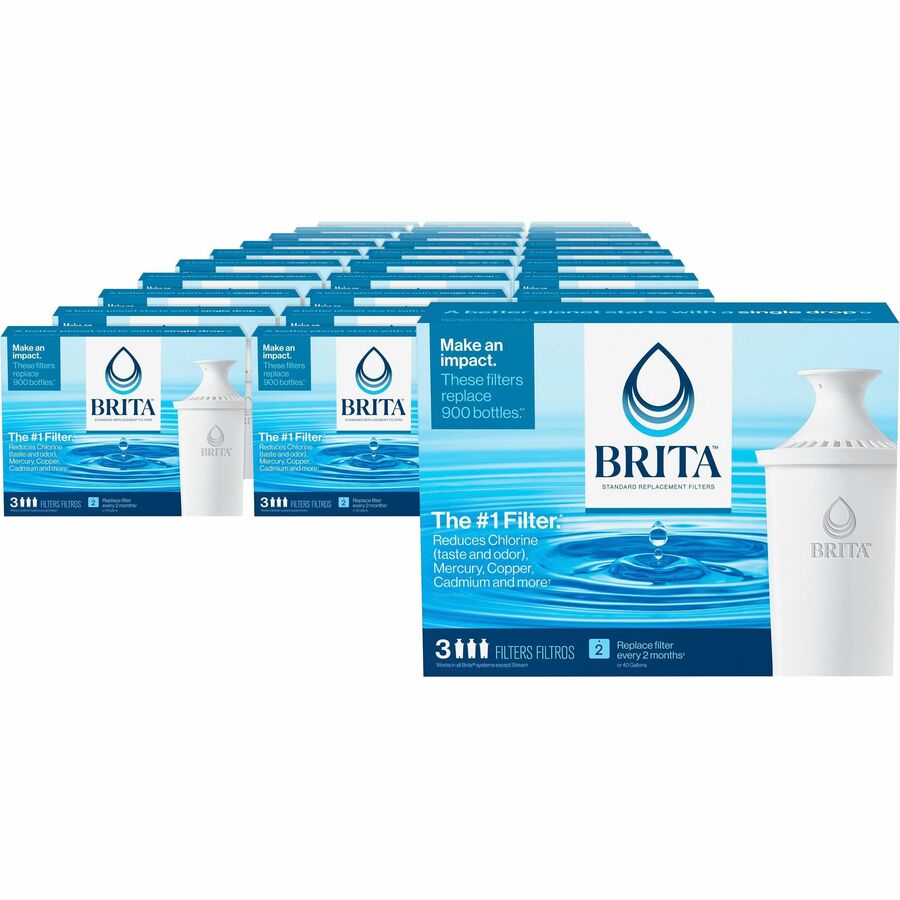 Brita Replacement Water Filter Pitchers - Dispenser - - 40 gal Filter Life (Water Capacity)2 Month Filter Life (Duration) - 2016 / Pallet - Blue, White - CAM Office Services,