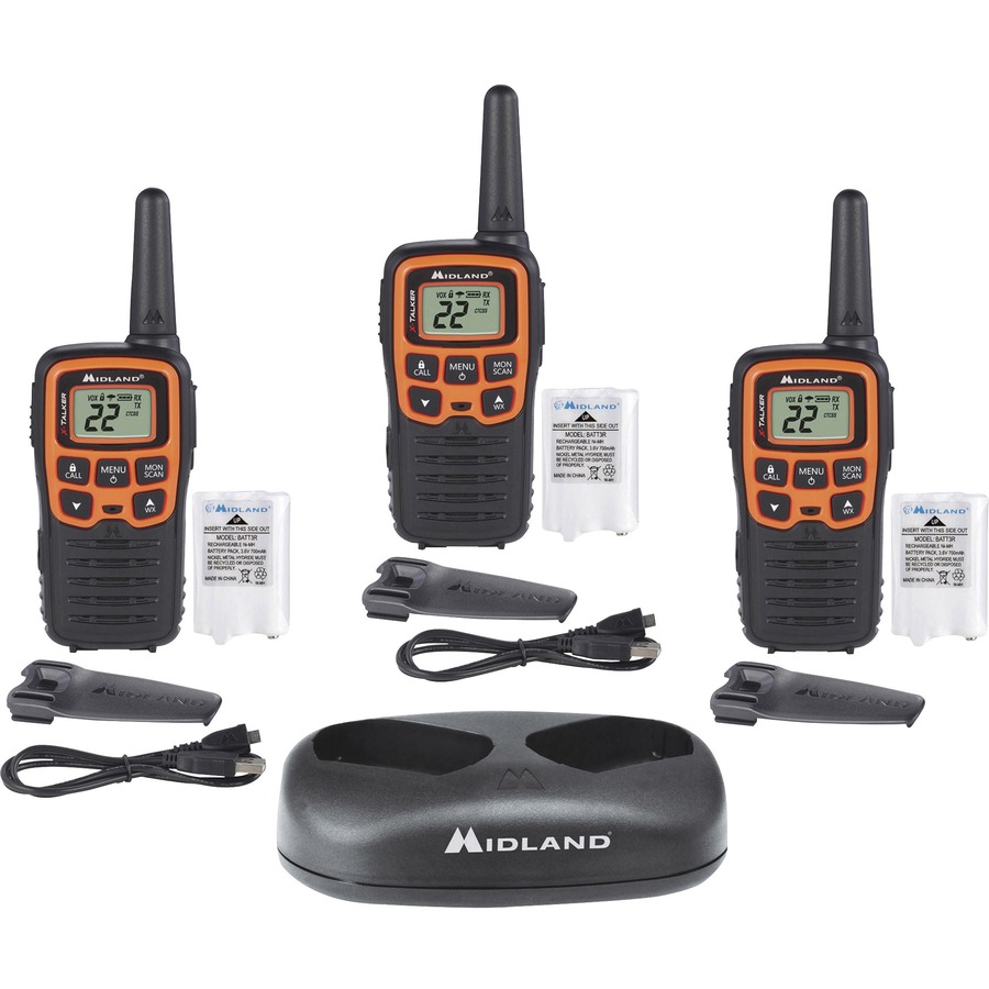 Midland X-TALKER T51X3VP3 Walkie Talkie Three Pack 22 Radio Channels 22  FRS Upto 147840 ft 38 Total Privacy Codes Hands-free Filo CleanTech