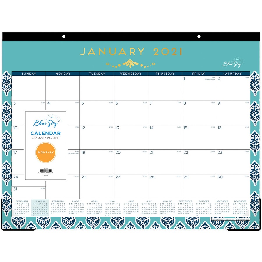 Blue Sky Sullana Design Calendar Desk Pad Julian Dates Monthly 1 Year January 2021 Till December 2021 Desk Pad Teal 17 Height X 22 Width