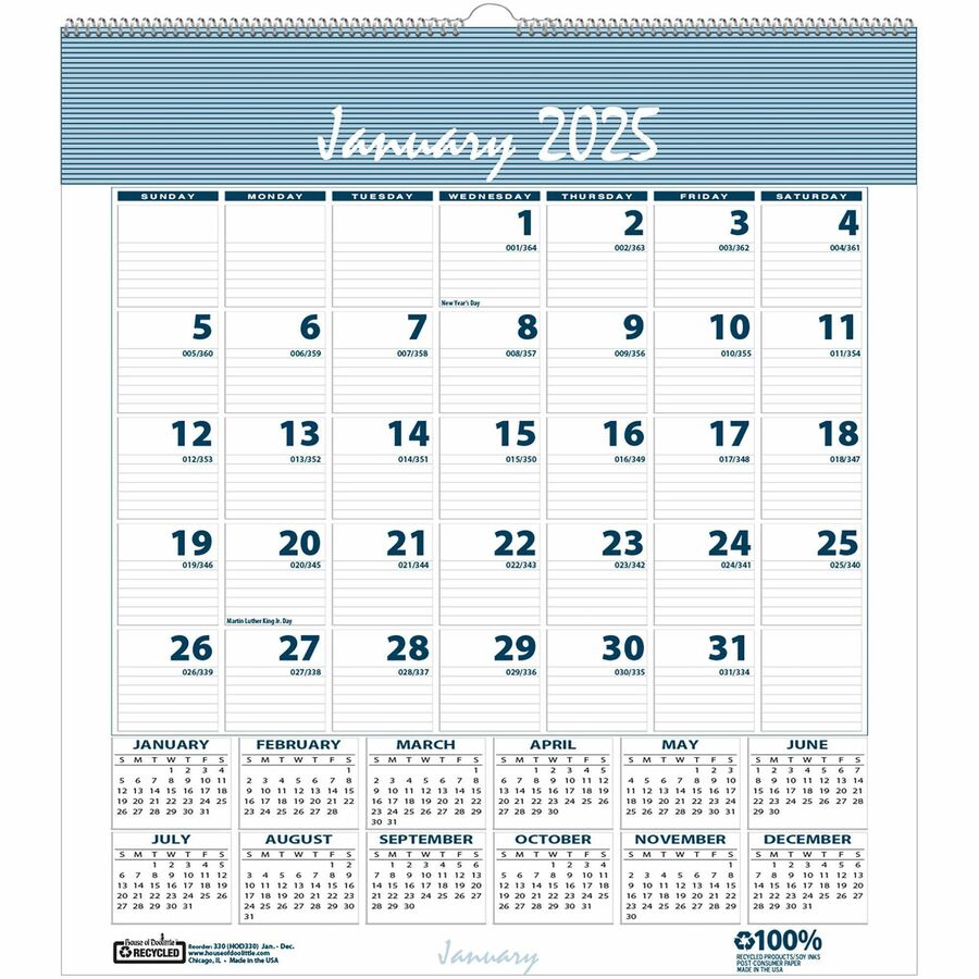 House of Doolittle Bar Harbor Monthly Wall Calendar Julian Dates