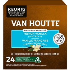 VAN HOUTTE K-Cup French Vanilla Coffee - Compatible with Keurig K-Cup Brewer - Light - Per Pod - 24 / Box