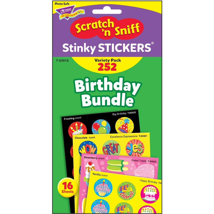 Trend Birthday Scratch 'n Sniff Stinky Stickers - Birthday Theme ...