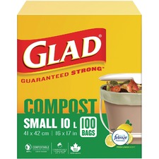 Glad Trash Bag - Small Size - 10 L Capacity - 16" (406.40 mm) Width x 17" (431.80 mm) Length - White - 100/Box - Waste Disposal, Kitchen