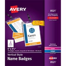 Avery® Vertical Name Badges & Tickets - PVC Plastic - White - 1 / Box