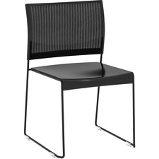Safco Currant Mesh Back Guest Stack Chairs - 4/CT - Black Seat - Black Back - Powder Coated, Black Steel Frame - 4 / Carton