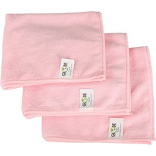 Globe 16"x16" Microfiber Cloth 240GSM Pink - 16" (406.40 mm) Length x 16" (406.40 mm) Width - 10 / Pack - Durable, Launderable - Pink