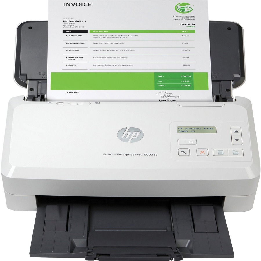 HP Scanjet Enterprise Flow 5000 S5 Sheetfed Scanner - 600 dpi Optical - 48-bit Grayscale - ppm (Mono) - 65 ppm (Color) Duplex Scanning USB - Ethernet - Filo CleanTech